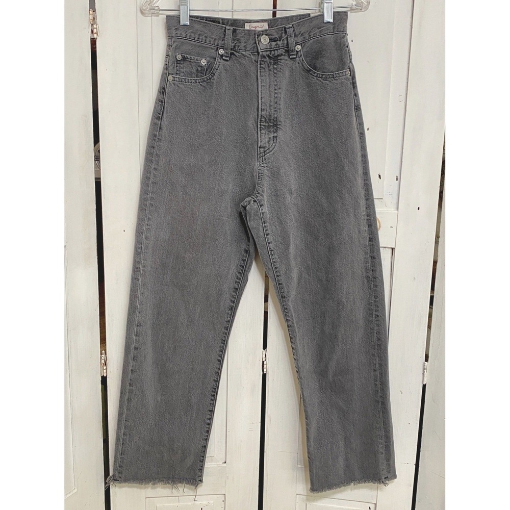 Ungrid Straight Leg Jeans Gray Sz 27 Waist Hi Rise Raw Hem Made in Japan EUC